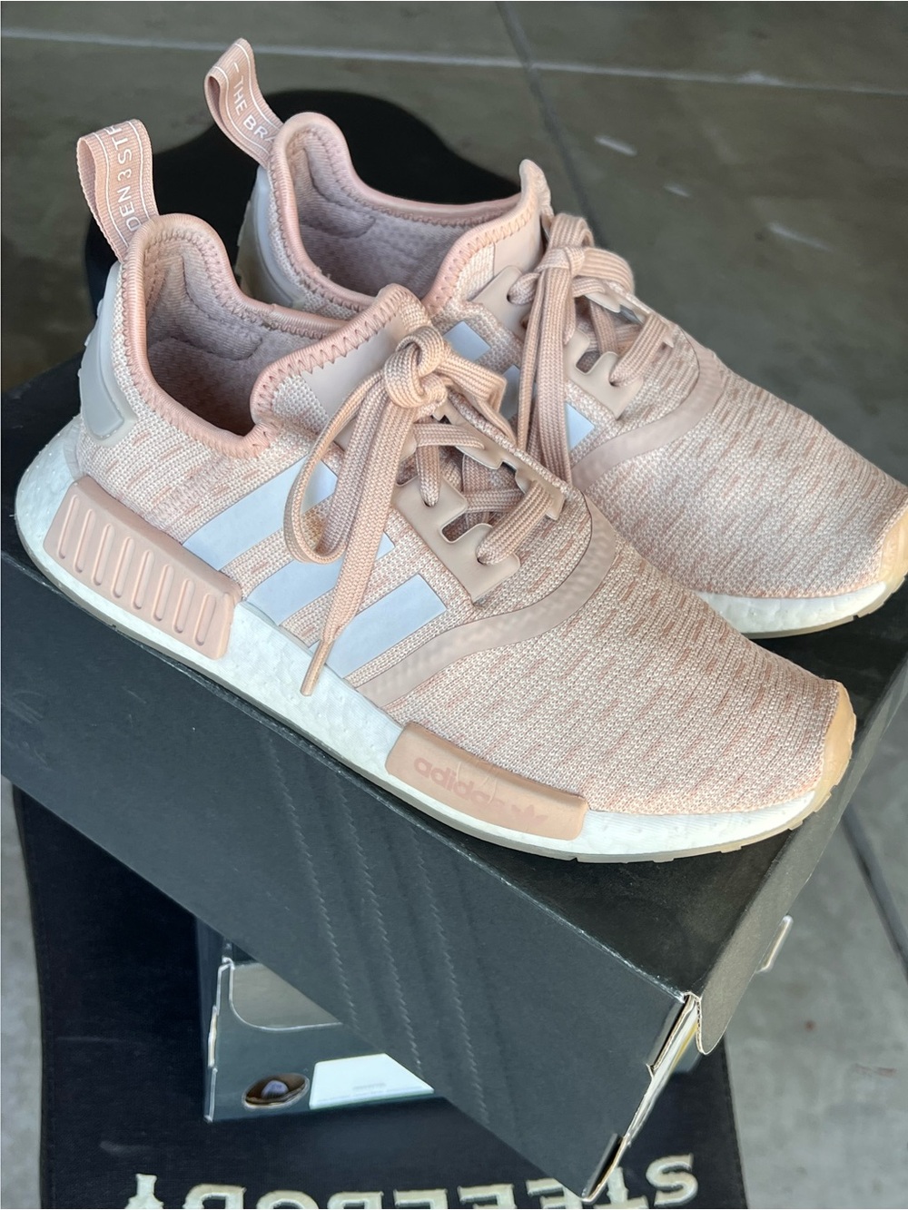 adidas Women’s NMD_R1 Knit Sneaker in Blush Pink
